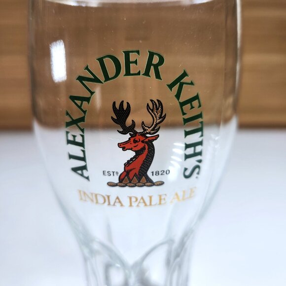 Alexander Keith's India Pale Ale Pint Beer Glass Green and Gold Lettering - Picture 2 of 5
